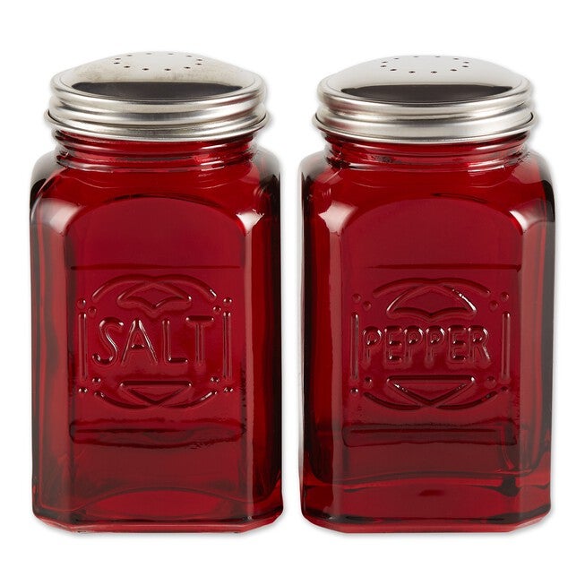 Retro Glass Salt & Pepper Set - Red, RED, hi-res image number 0