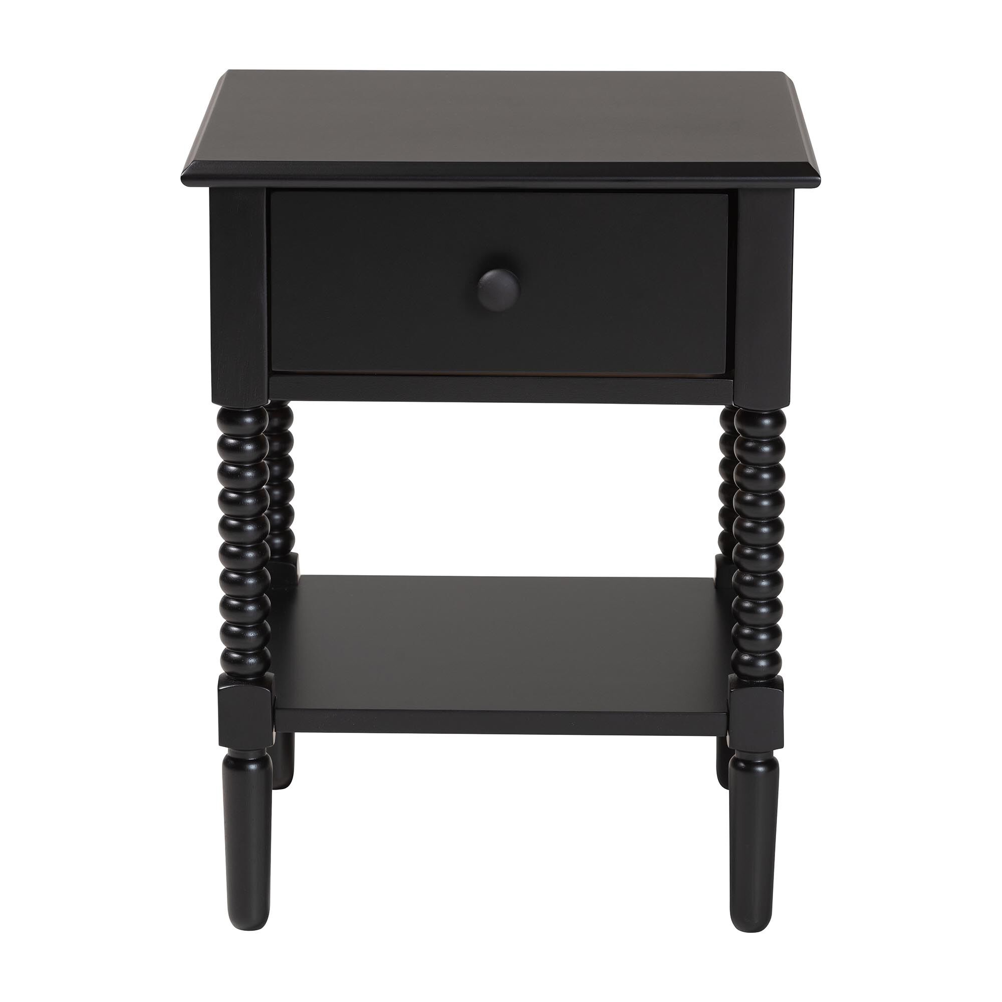 Braith Farmhouse Ivory Spindle Wood 1-Drawer Nightstand, BLACK, alternate image number 3