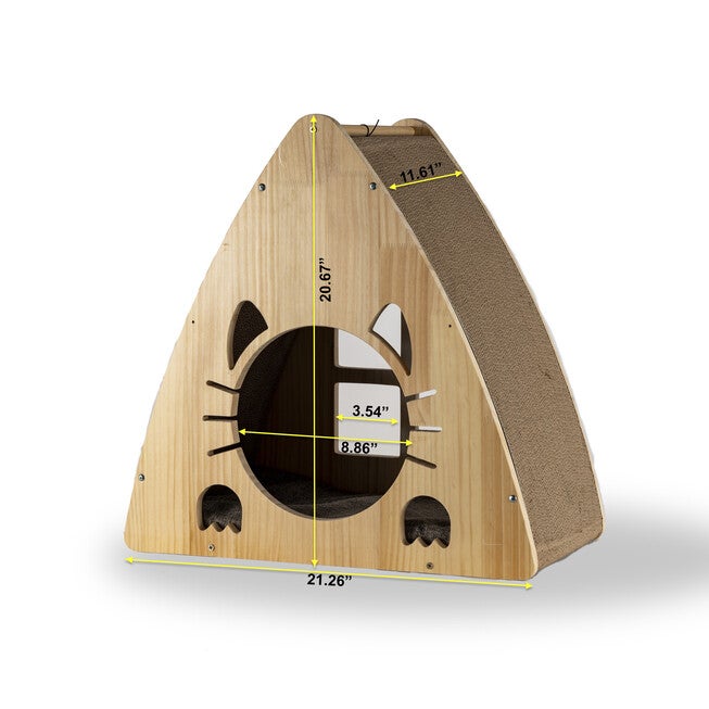 Armarkat Real Wood Medium Triangular Natural Solid Wood Cat Condo S2106 Cat House, , alternate image number 6