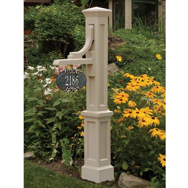Traditional Woodhaven Address Sign Post, Black | Brylane Home