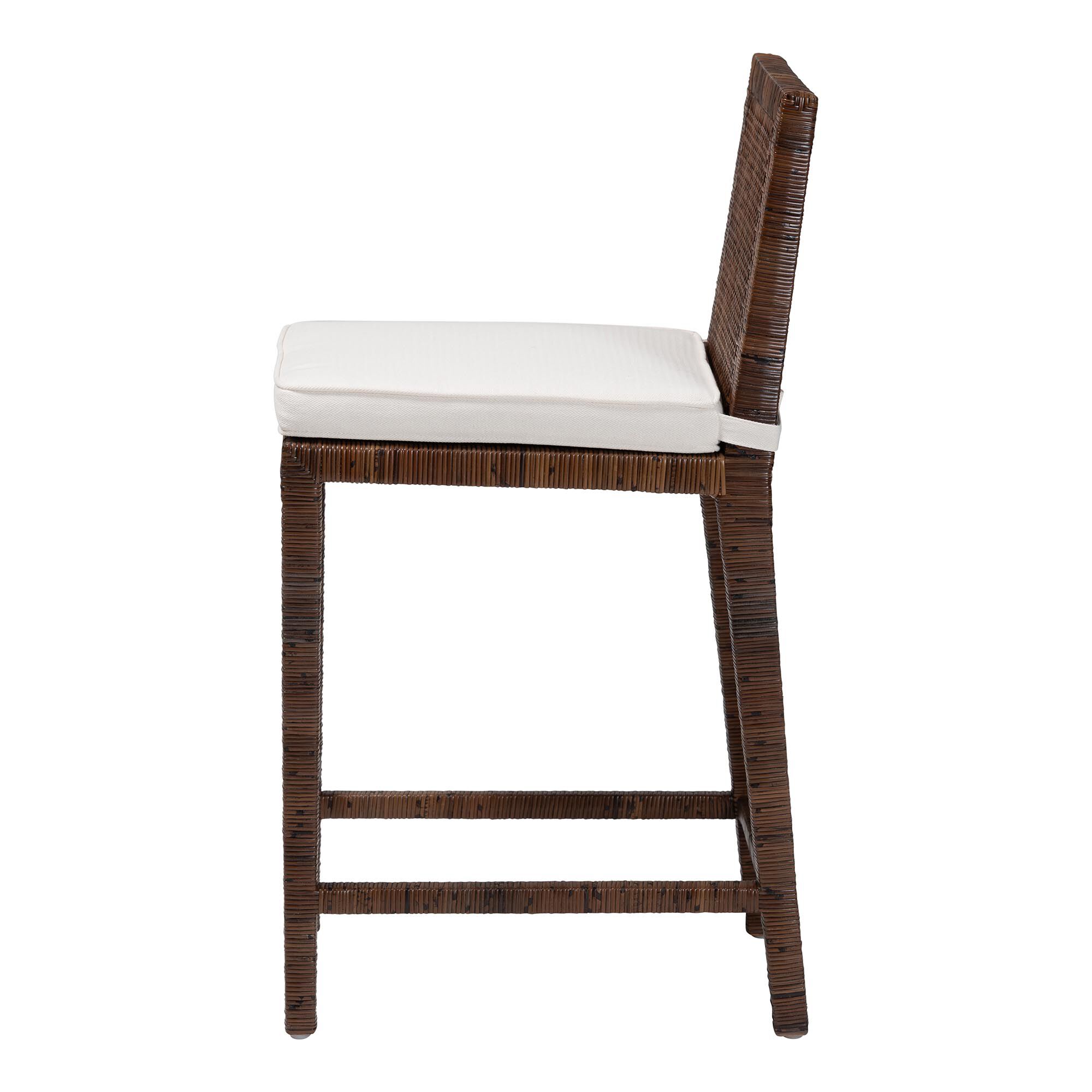 Sofia Rattan Counter Stool with Mahogany Wood Frame, COFFEE, alternate image number 3