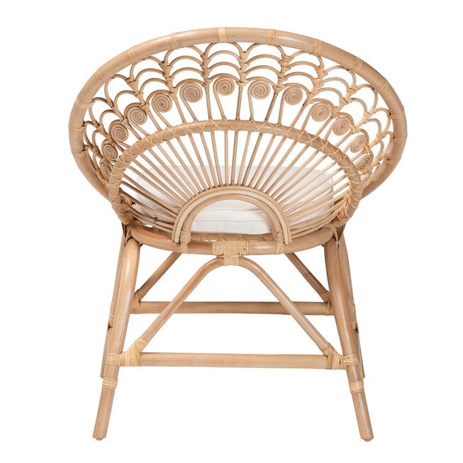 Abriella Modern Bohemian Natural Brown Rattan Peacock Accent Chair, , alternate image number null