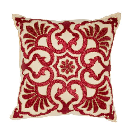 Josephine Embroidered Decor Pillow, IVORY RED Josephine Embroidered Decor Pillow, IVORY RED