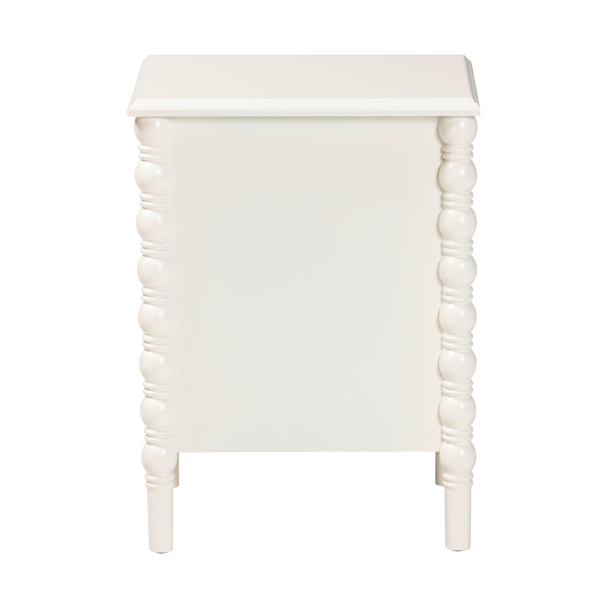 Malinda Classic Black Wood 2-Drawer End Table with Spindle Legs, WHITE, on-hover image number 1