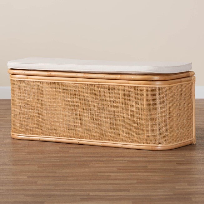Ishana Bohemian Natural Rattan Storage Bench, , alternate image number 8
