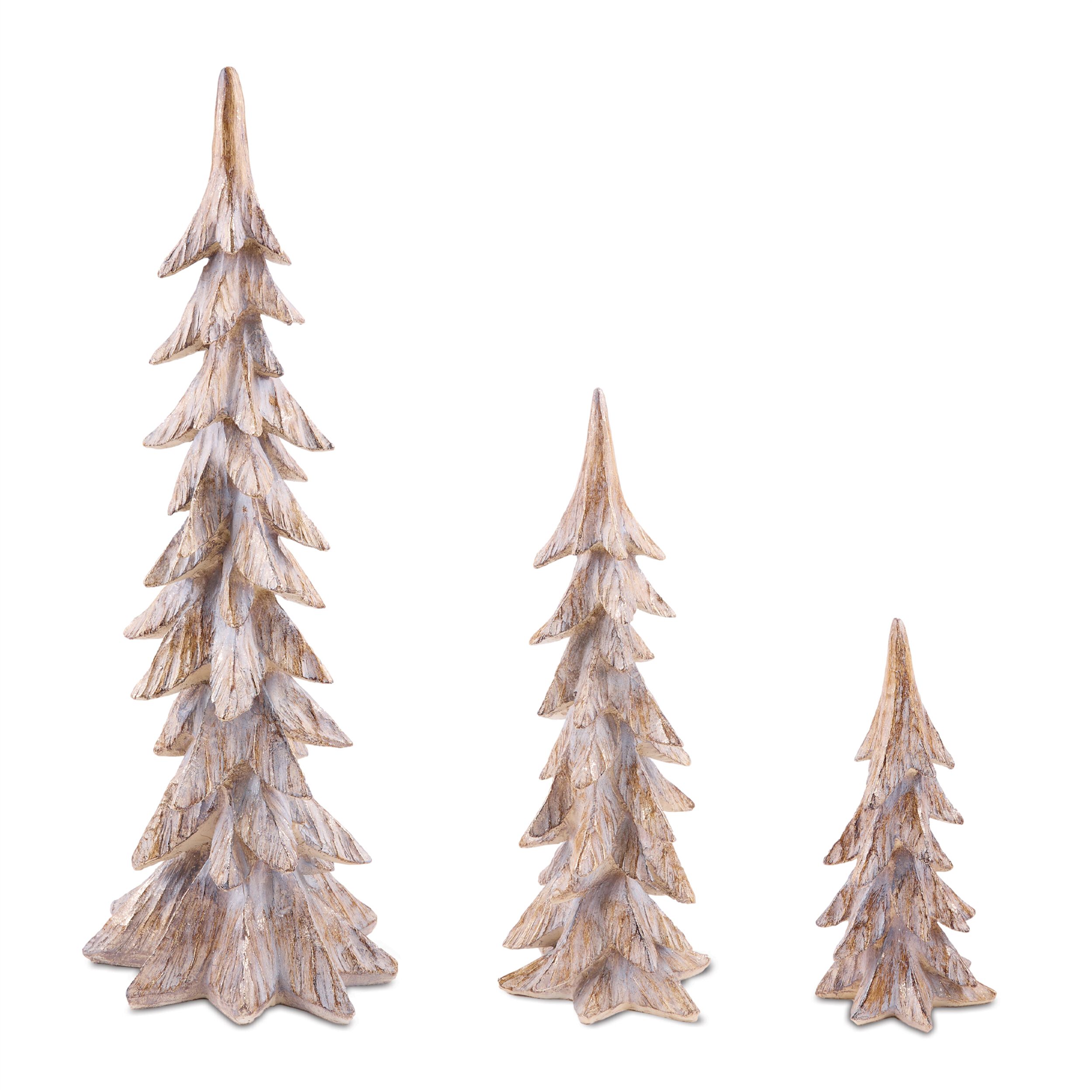Carved Pine Tree (Set of 3), BROWN GOLD, hi-res image number 0