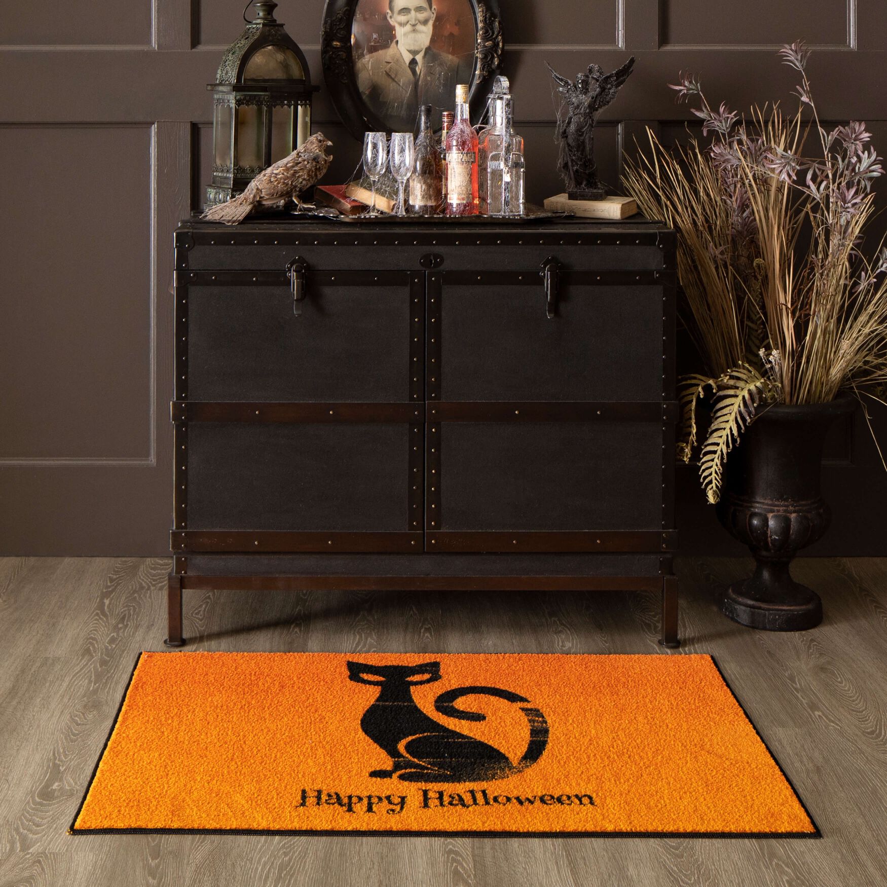 Happy Cat Orange Kitchen Rug, , alternate image number 5