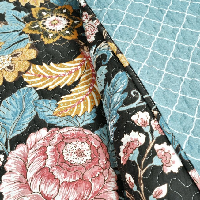 Lush Décor Sydney Quilt Black/Blue 3Pc Set, , alternate image number 21