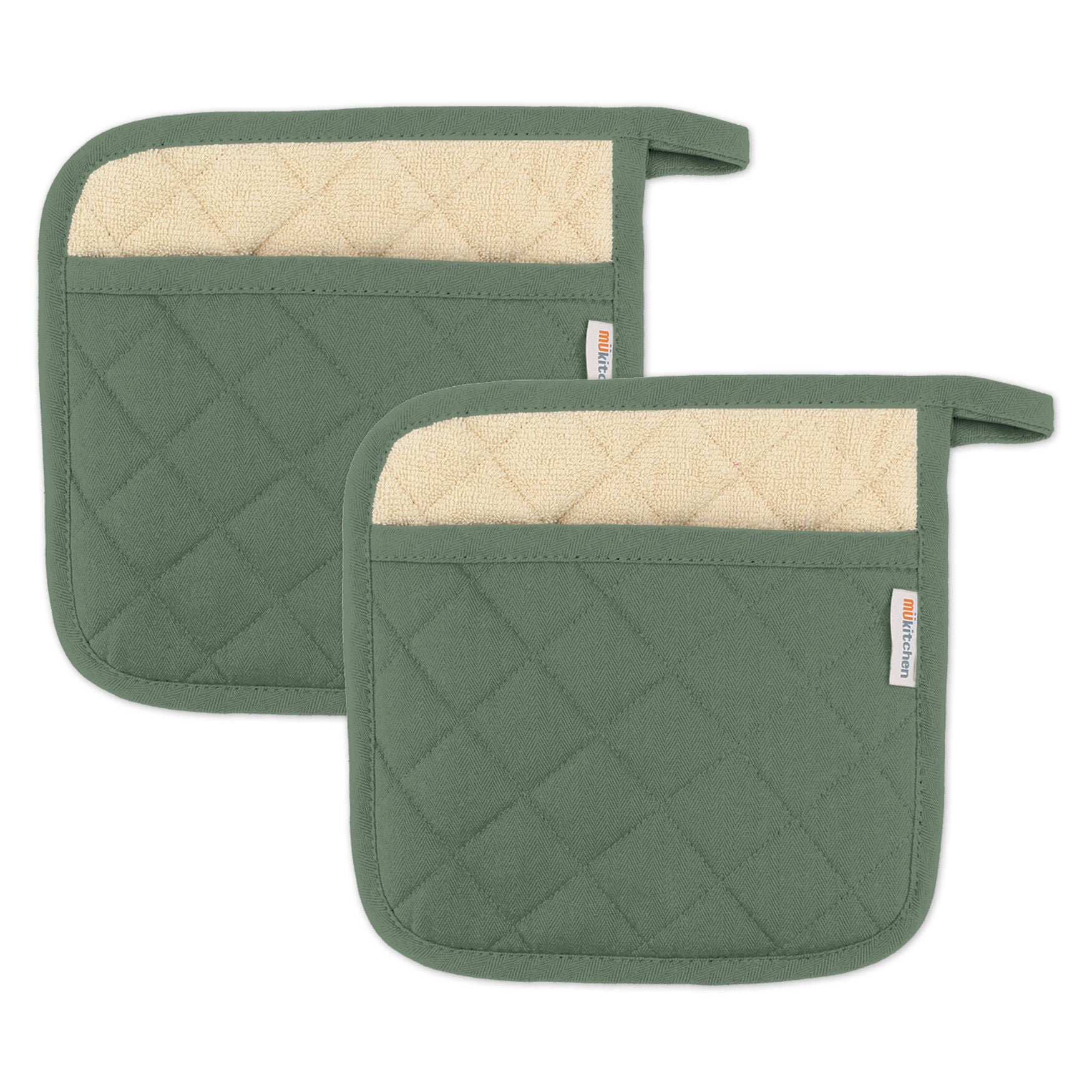 Solid Twill Potholder, Set 2, GREEN, hi-res image number 0