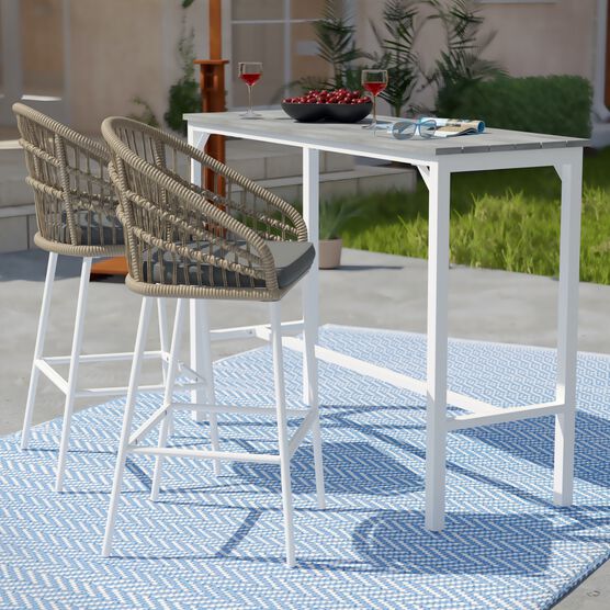 Saverdon Outdoor Dining Table Barstools Set, NATURAL, hi-res image number null