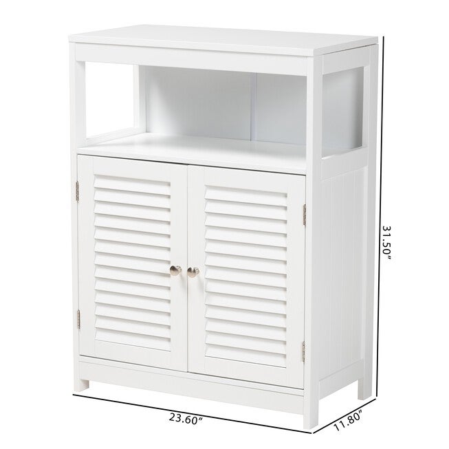 Rivera Modern And Contemporary White Finished Wood And Silver Metal 2-Door Bathroom Storage Cabinet, , alternate image number 9