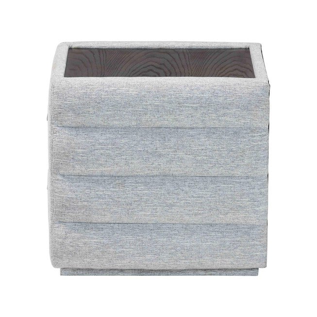 Cadmus Modern Light Grey Channel-Tufted Fabric 2-Drawer Nightstand, LIGHT, alternate image number null