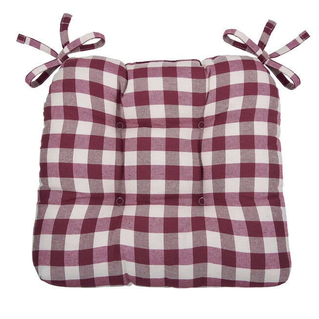 Buffalo Check Tufted Chair Seat Cushions Set of Two, , on-hover image number 1