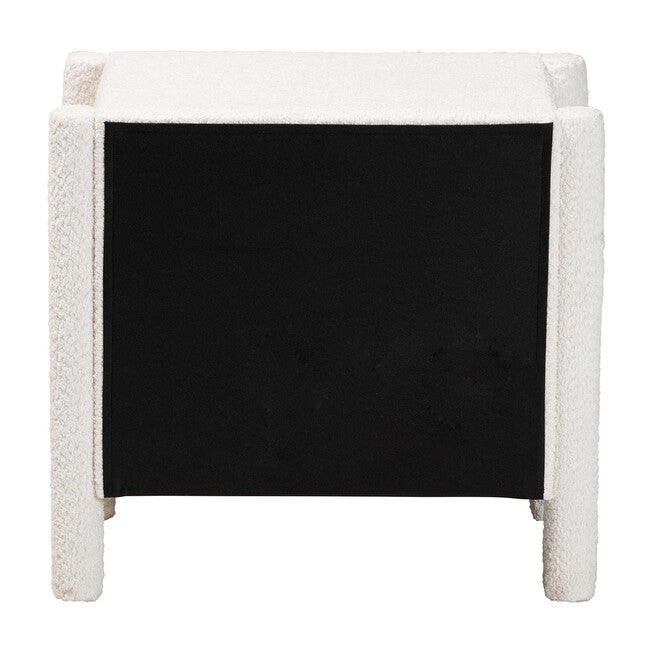 Laria Modern White Teddy-Bear Fabric 2-Drawer Nightstand, WHITE, alternate image number null