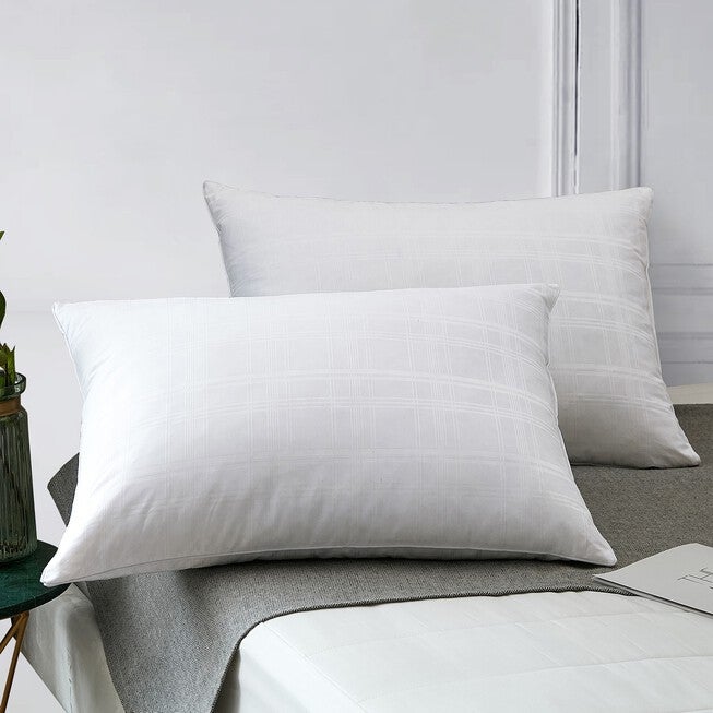 Minifeather® T400 Dobby Windowpane Pillow, WHITE, hi-res image number 0