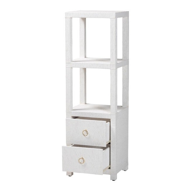 Xavier Grasscloth Tall Storage Cabinet, WHITE, alternate image number 2