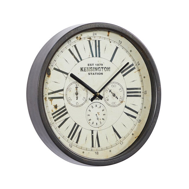 Brown Vintage Metal Wall Clock, , alternate image number 3