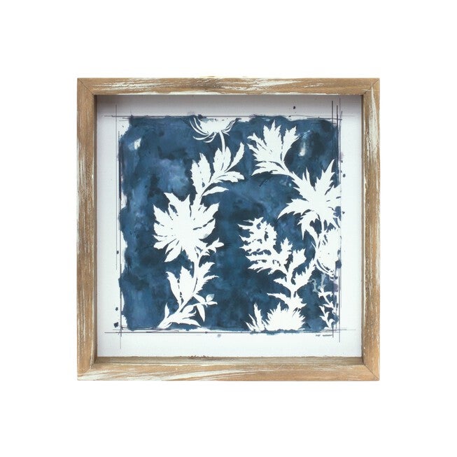 Wood Framed Floral Outline Print (Set of 6), WHITE/BLUE/BROWN, alternate image number null
