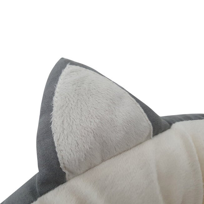 GREY poly-cotton cozy round cat bed , 18 inch, , alternate image number 3