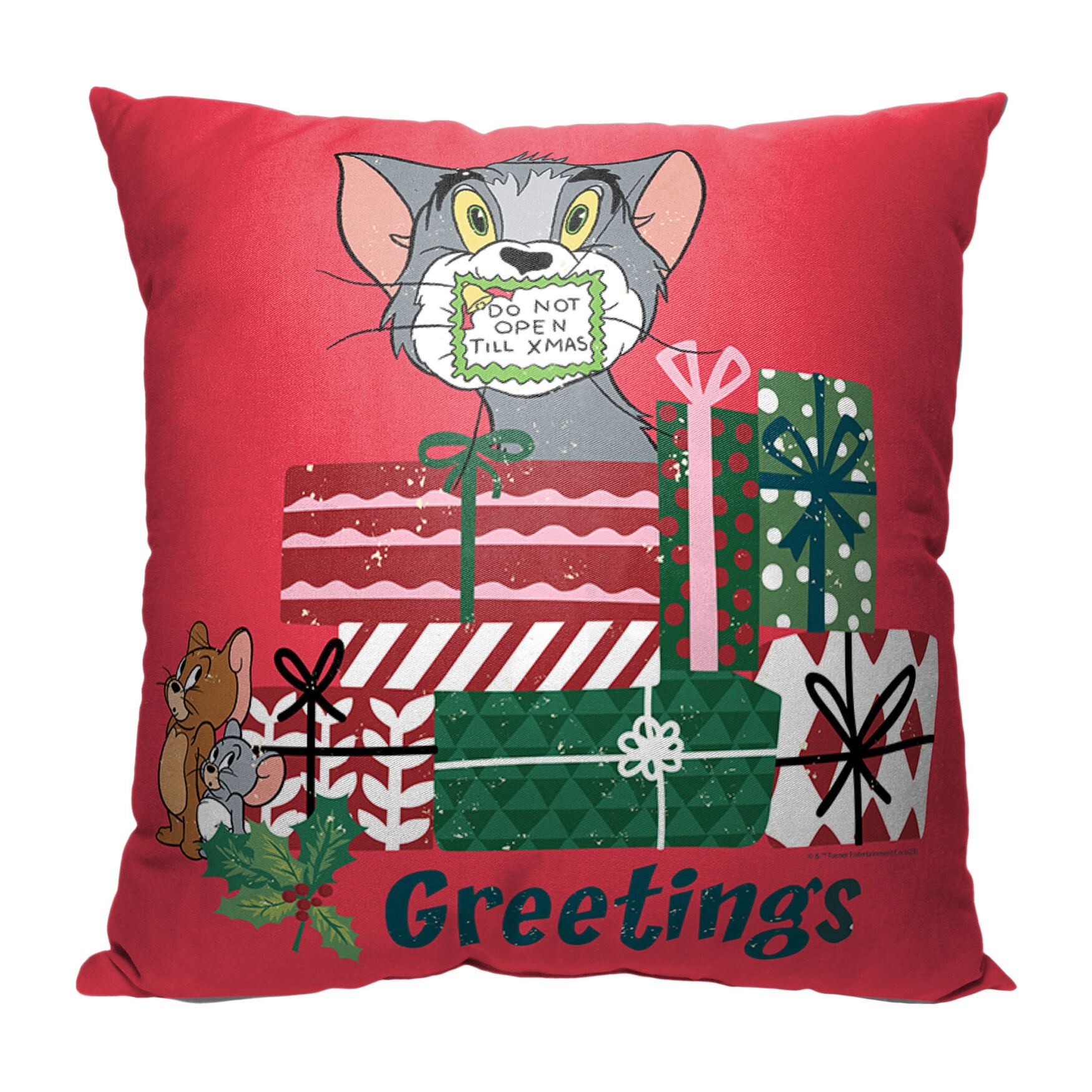 Wb Tom And Jerrysilenced Till Christmas 18X18 Printed Throw Pillow, , on-hover image number 1