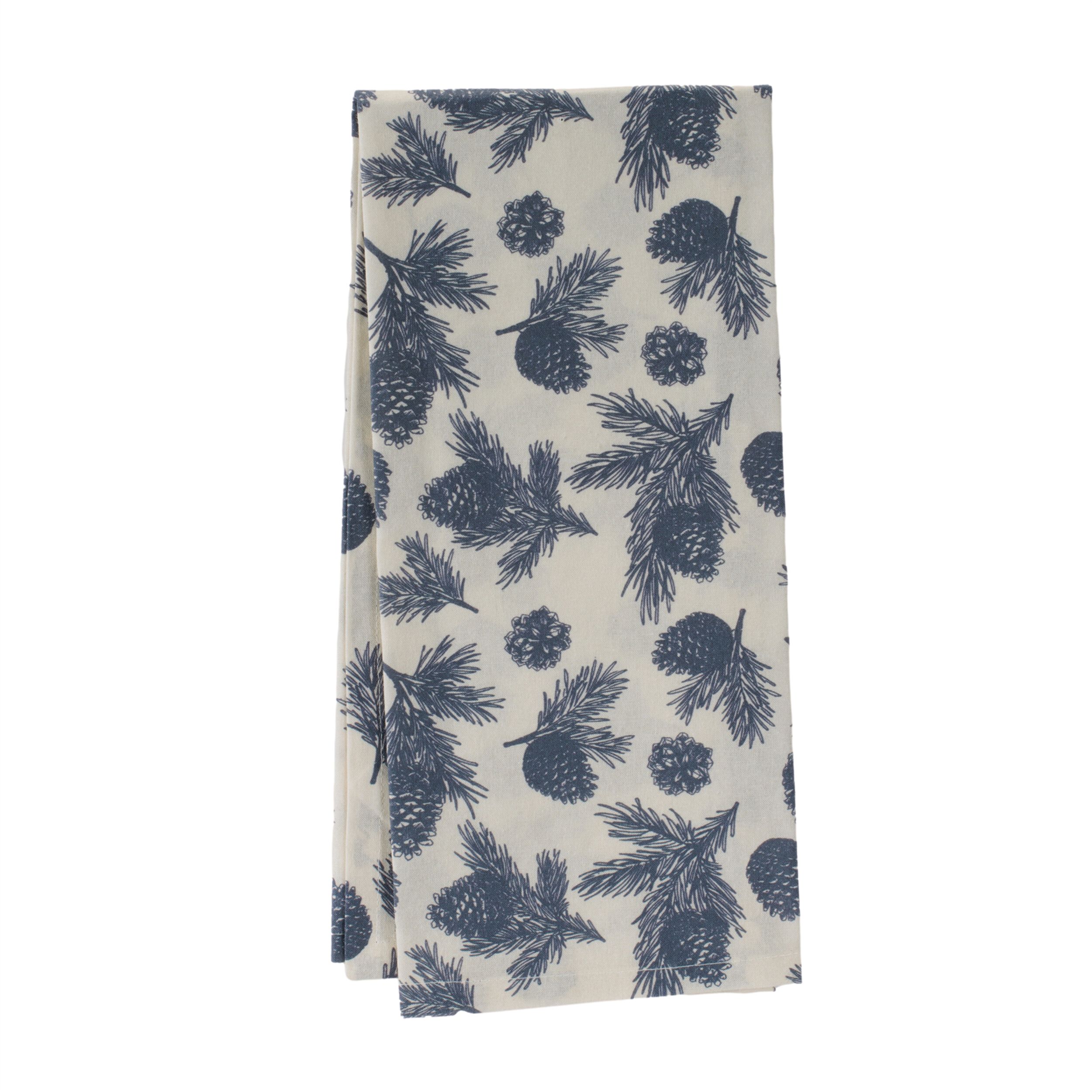 Pine and Plaid Christmas Tea Towel (Set of 3), CREAM BLUE, alternate image number 1