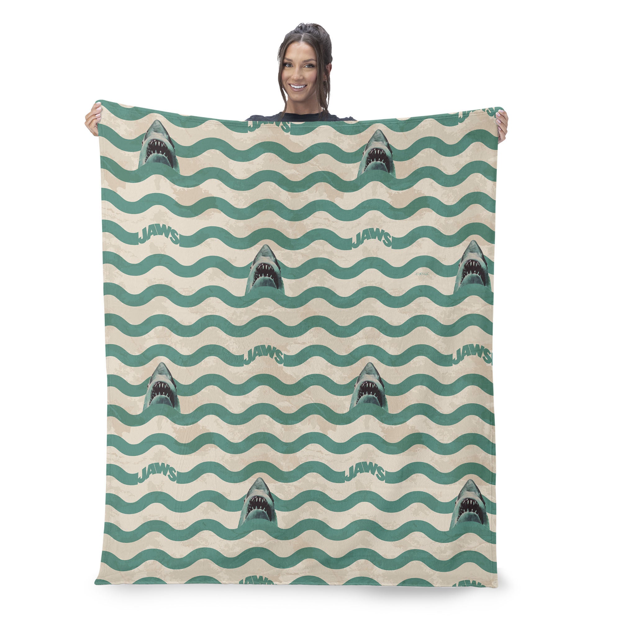 Jaws Psychedelic Sea Silk Touch Sherpa Throw Blanket 50x60 inches, WHITE, on-hover image number 1