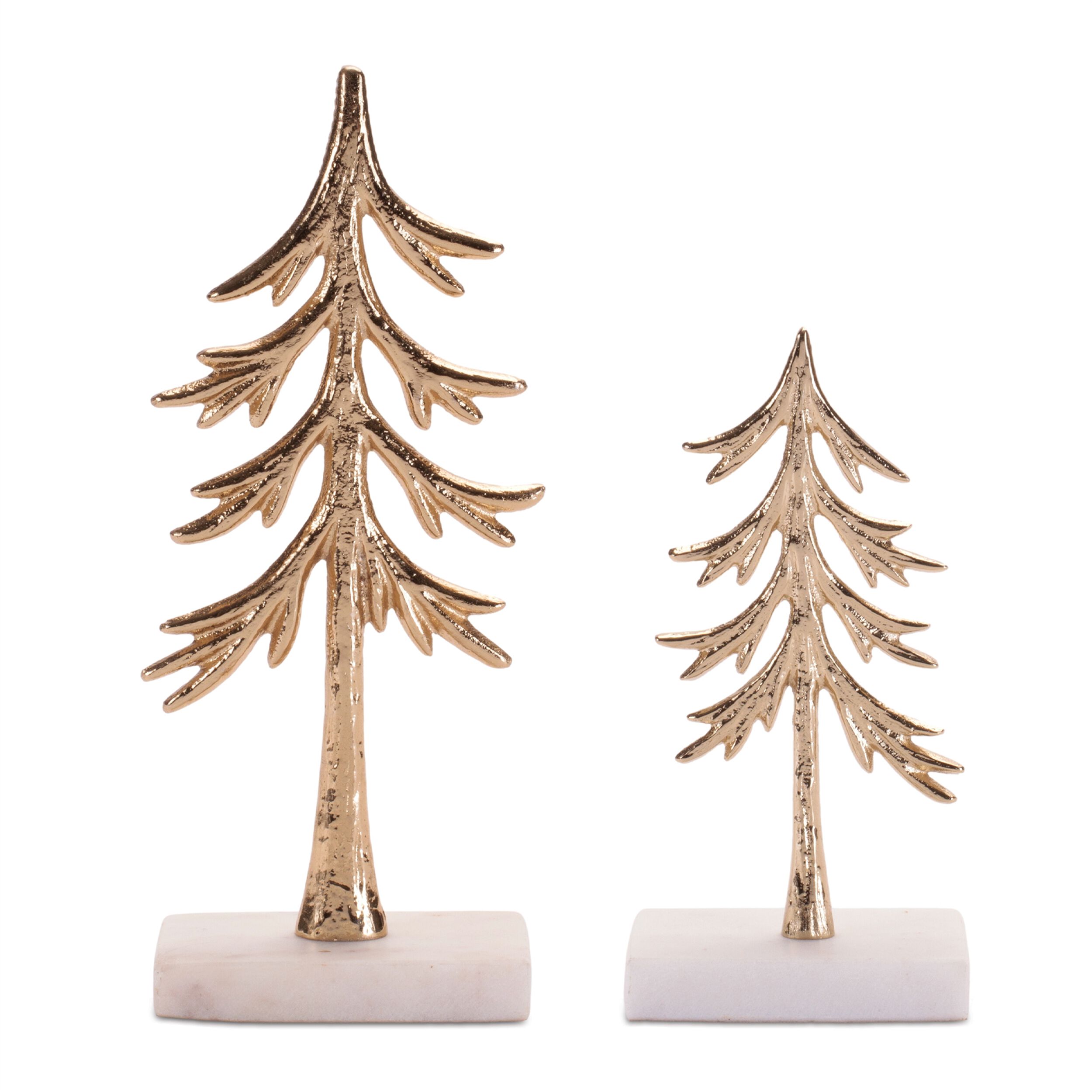 Modern Metal Trees on Marble Base (Set of 2)
