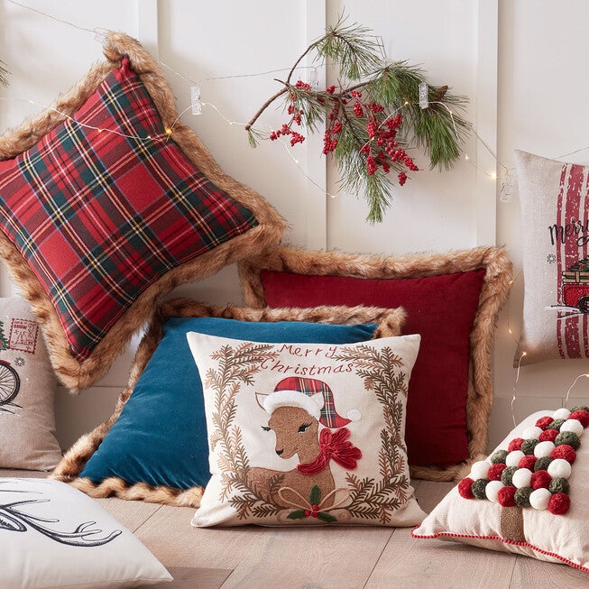 Christmas Fawn Decorative Pillow Brylane Home