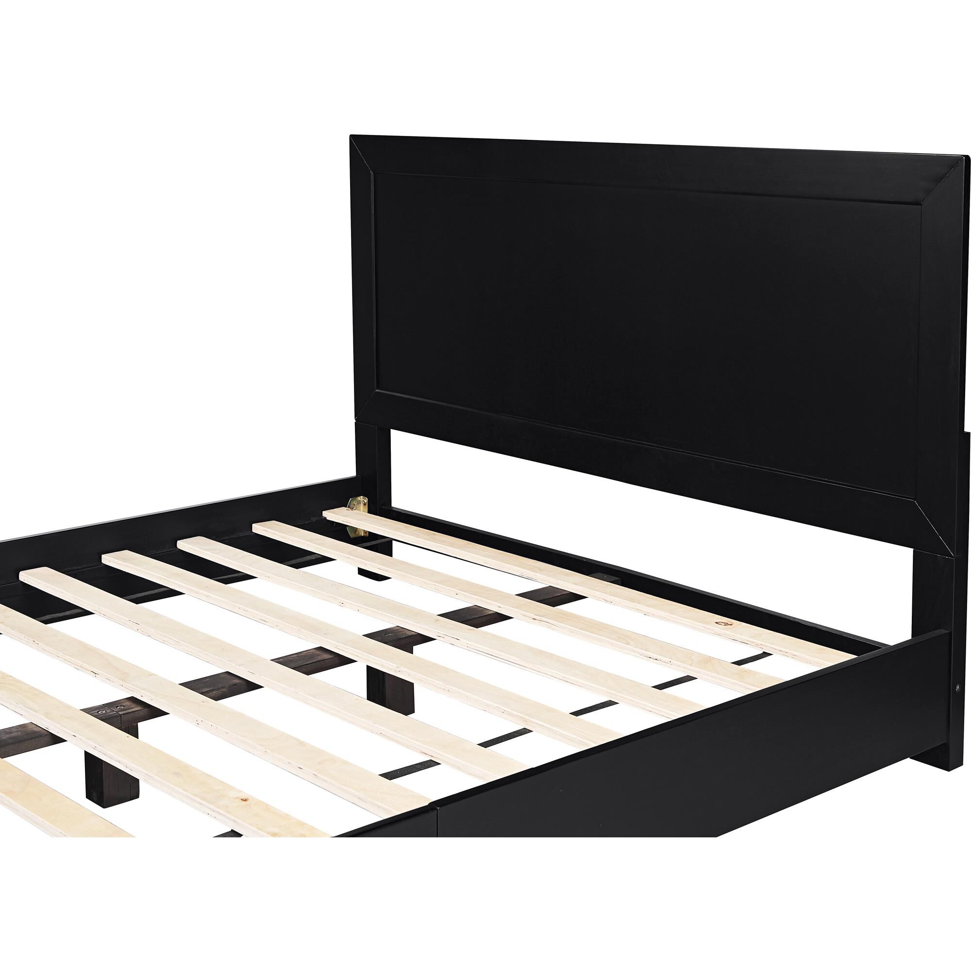 Oxford Platform Bed, Walnut, Twin, BLACK, alternate image number 6