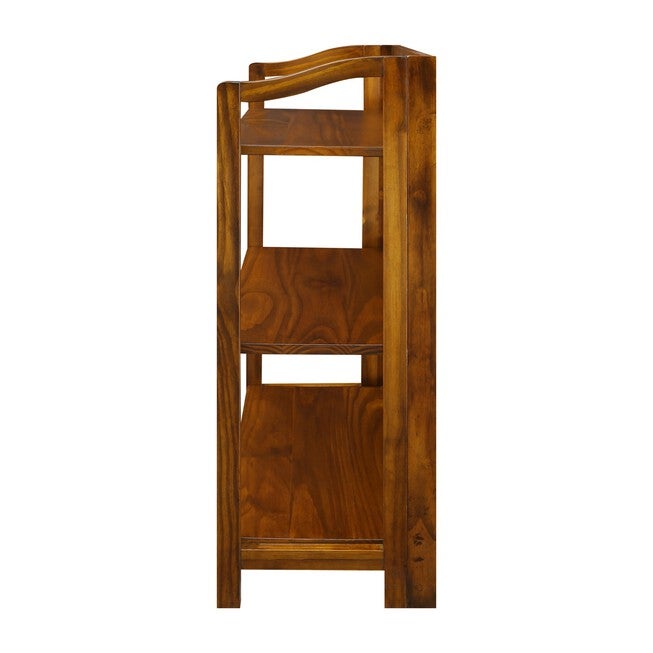 Stratford 3-Shelf Folding Bookcase-Warm Brown, , on-hover image number 1