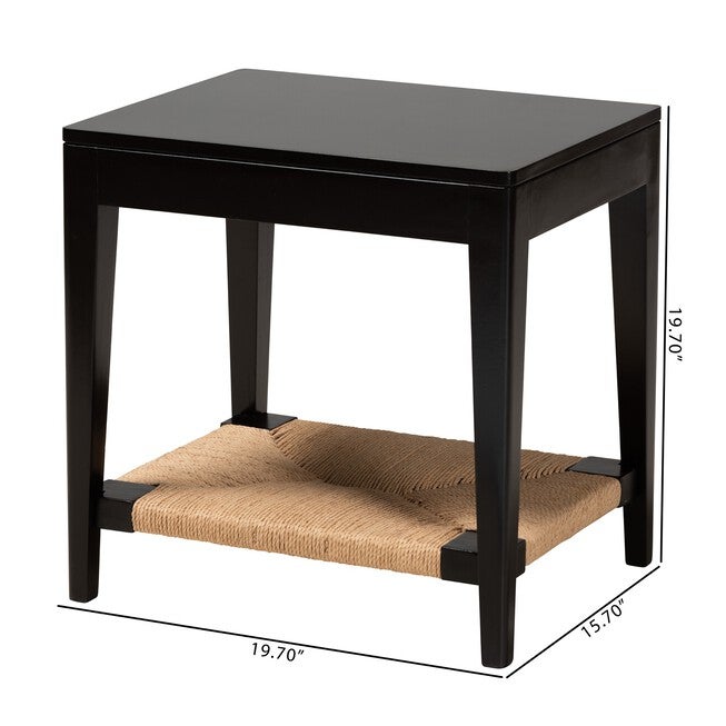 Freya Modern Bohemian Black Finished Bayur Wood End Table, , alternate image number null