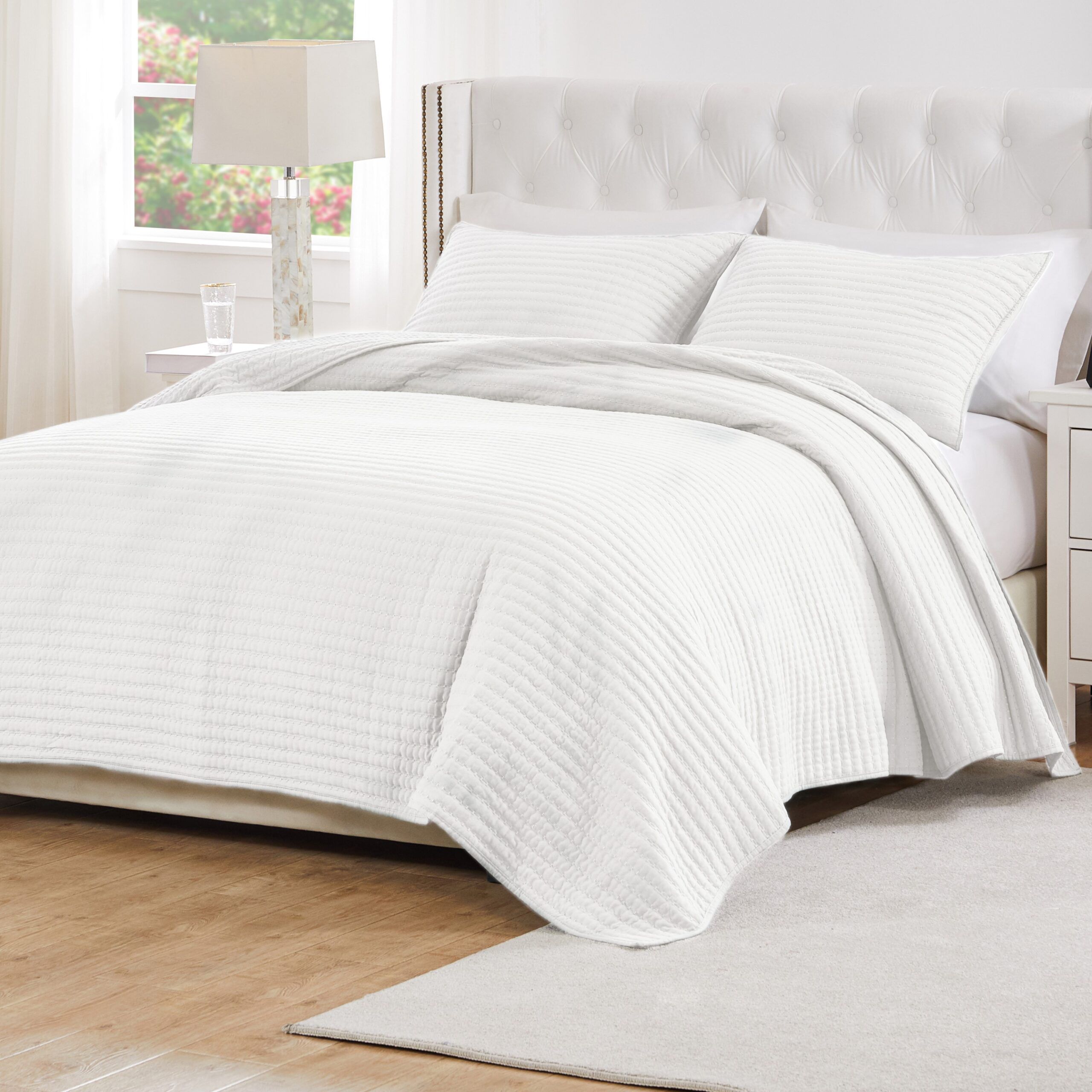 Greenland Home Fashions Vineyard Finely Stitched Quilt Set, WHITE, alternate image number 4
