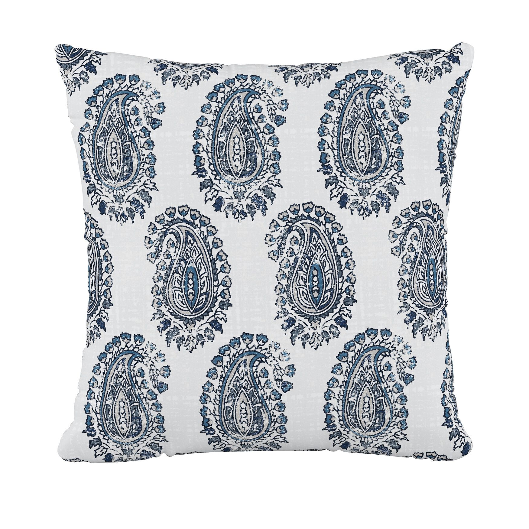 Fluffed Polyester Sq. Pillow, PAISLEY NAVY, hi-res image number 0