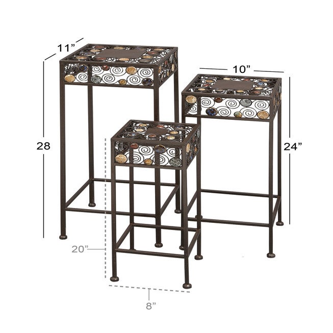 Set Of 3 Black Metal Traditional Plantstand, , alternate image number 8