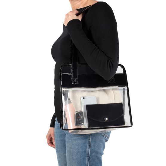 Tote Bag With Wallet, Clear/Red, , alternate image number null