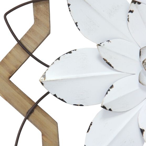 Metal White Flower and Wood Frame, , alternate image number null
