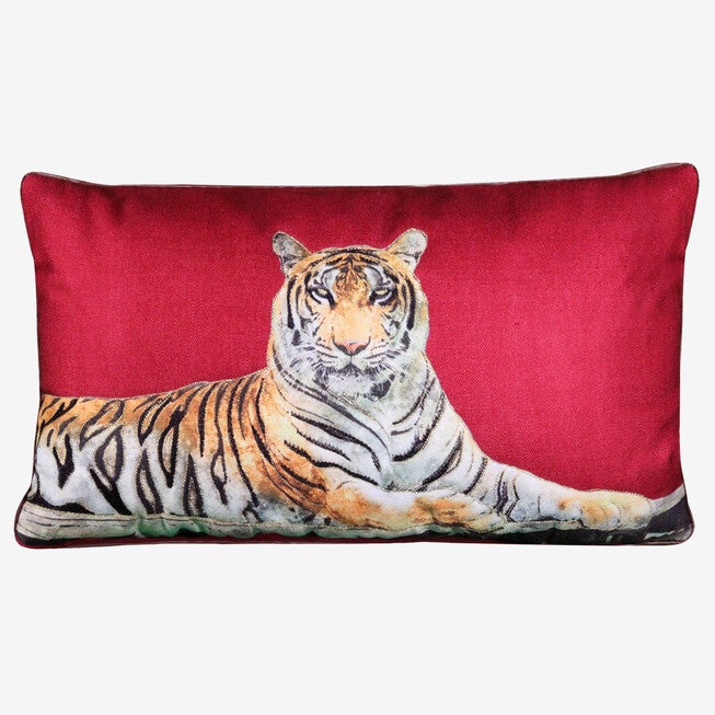 Tiger Reversible Decorative Pillow, MERLOT, hi-res image number 0