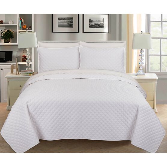 Palazzo 3 Piece Cotton Quilt Set, WHITE, hi-res image number null