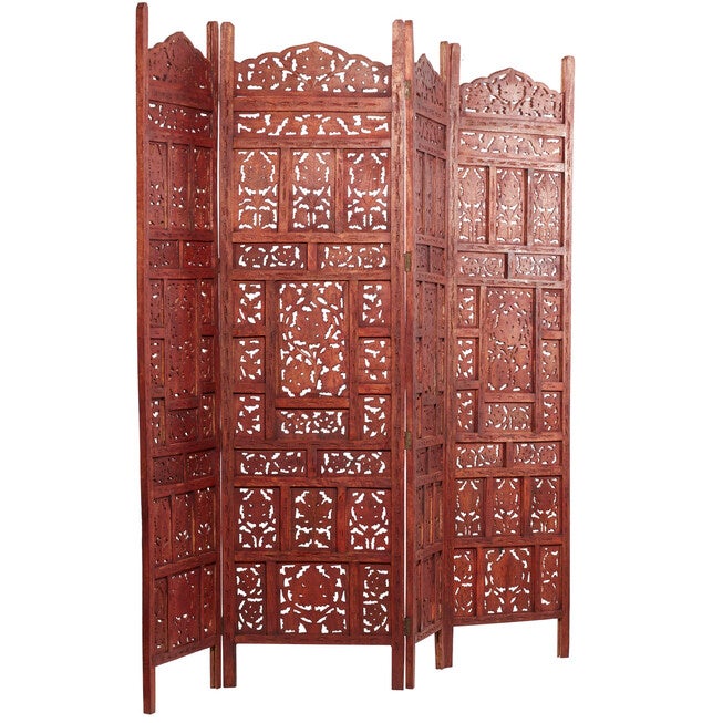 Red Mango Wood Traditional Room Divider Screen, 72 inches x 80 inches x 1 inches, , alternate image number null
