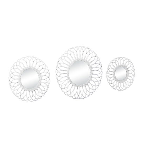 Set Of 3 White Wood Traditional Wall Mirror, , alternate image number null