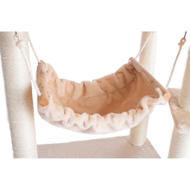 Gleepet 57 inches Real Wood Cat Tree With Perches, Running Ramp, Condo And Hammock, , alternate image number 8