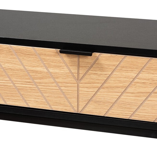 Jacinth Modern Industrial Two-Tone Black And Natural Brown Finished Wood And Black Metal 2-Drawer Console Table, , alternate image number null