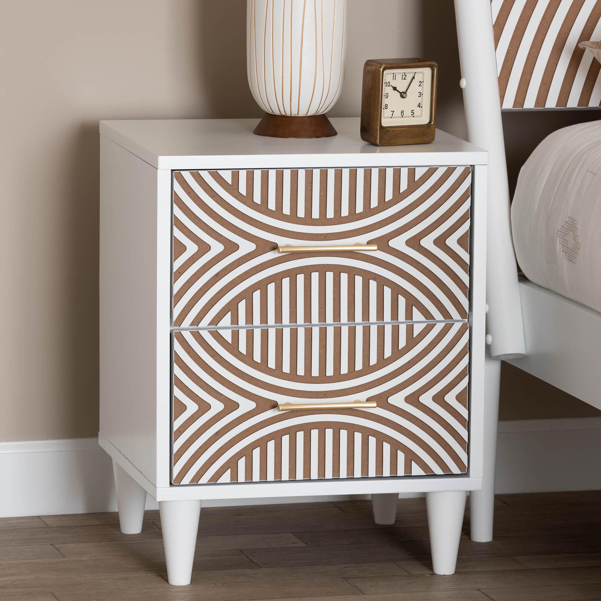 Louetta Carved Contrasting Nightstand, WHITE, hi-res image number 0