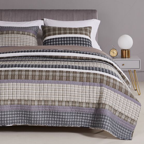 Gold Rush Gray Quilt and Pillow Sham Set, GRAY, hi-res image number null