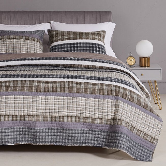 Gold Rush Gray Quilt and Pillow Sham Set, GRAY, hi-res image number 0