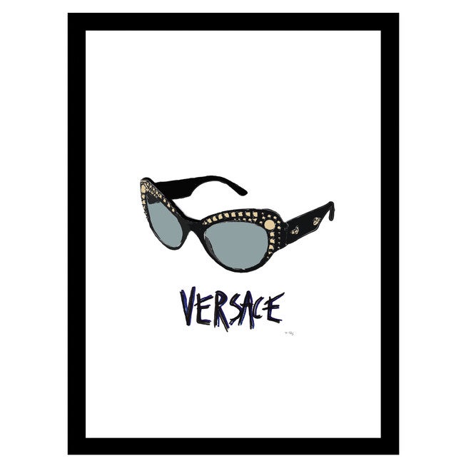 Versace Sunglasses - Black / Blue - 14x18 Framed Print, BLACK BLUE, hi-res image number 0