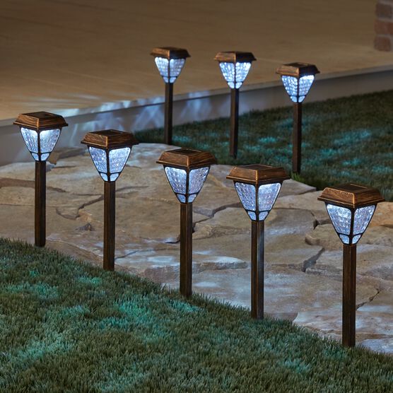 Bronze Solar Lights Set Of 8 Brylane, Bronze Solar Landscape Lighting
