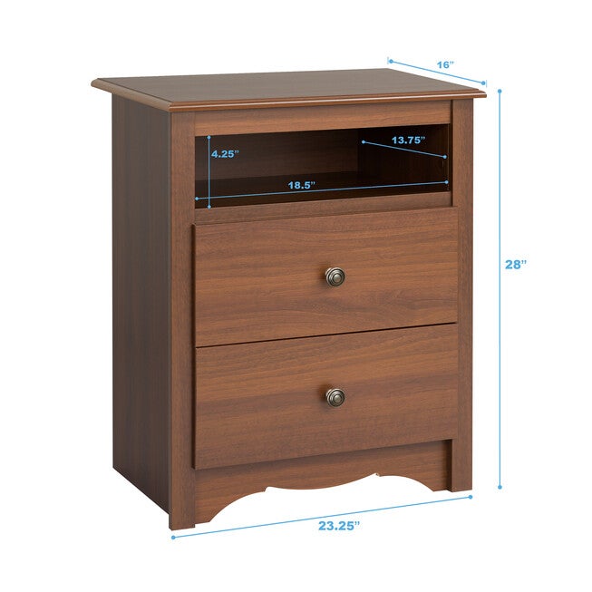 Monterey Tall 2-Drawer Nightstand with Open Shelf, , alternate image number 4