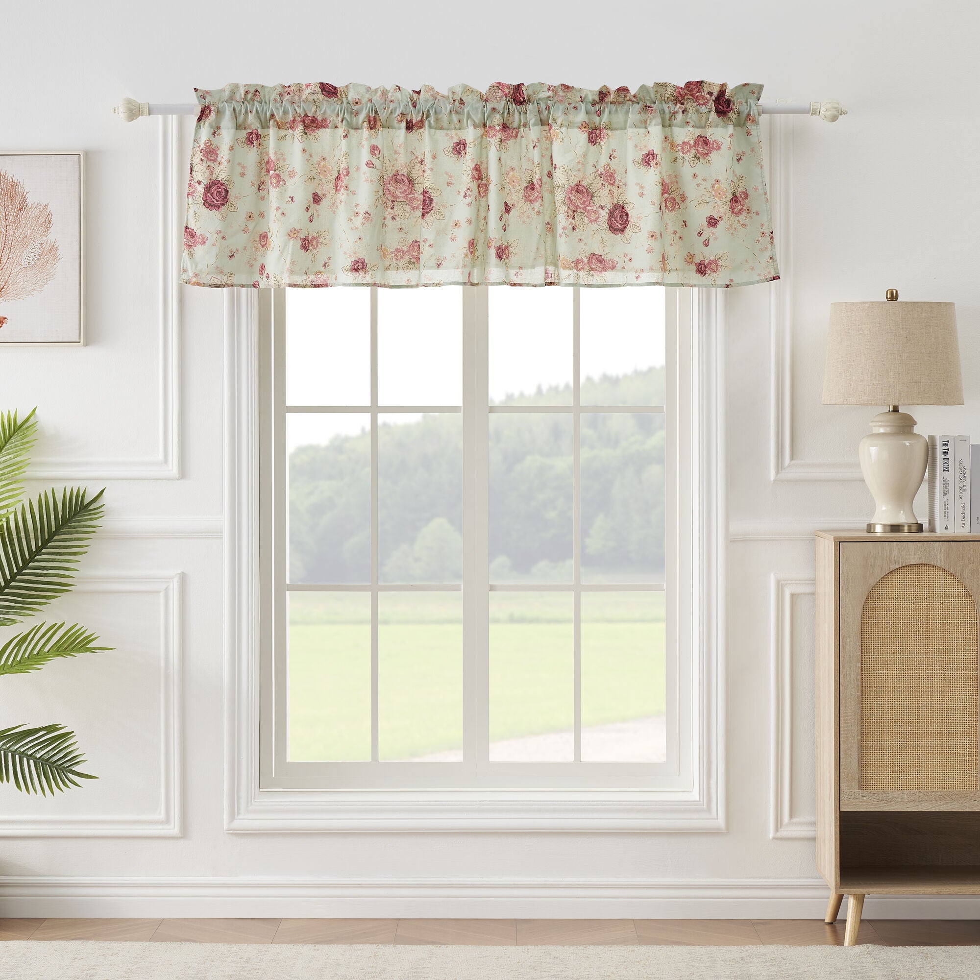 Antique Rose Window Valance Curtains, Ecru, BLUE, alternate image number 4