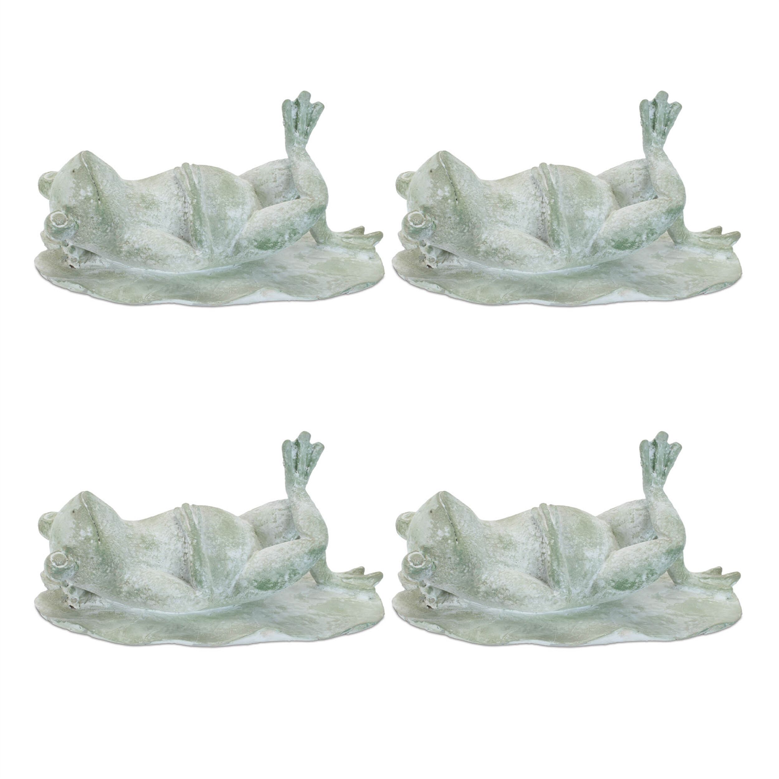 Laying Frog Figurine Set of 4, GREEN, alternate image number 4
